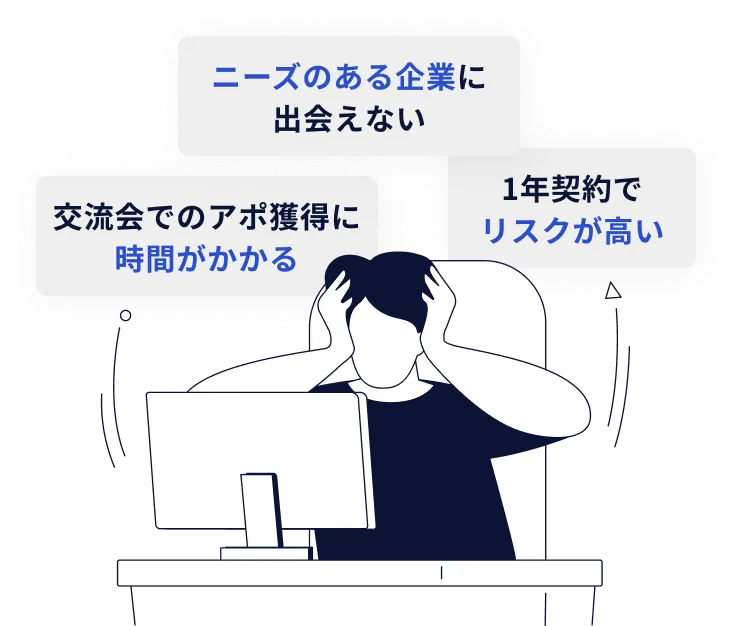 交流会でのアポ獲得に時間がかかる ニーズのある企業に出会えない 1年契約でリスクが高い